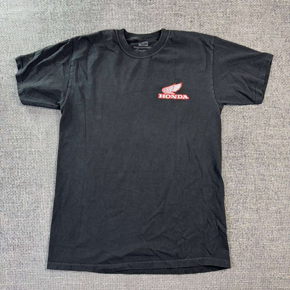 Honda Racing Logo Graphic Tee Mens Medium Black Short Sleeve Cotton Shirt